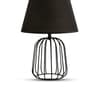 Black Metal Cage Table Lamp With Cotton Fabric Shade   Minimalist Home Lighting