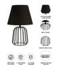 Black Metal Cage Table Lamp With Cotton Fabric Shade   Minimalist Home Lighting
