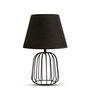 Black Metal Cage Table Lamp With Cotton Fabric Shade   Minimalist Home Lighting
