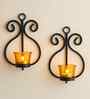 Black Metal Corner Wall Candle Holder
