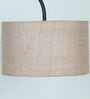 Black Metal-Iron Base Foldable Downlighter Floor Lamps Beigh Jute Shade  With Height