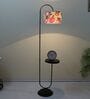 Black Metal-Iron Base Foldable Downlighter Floor Lamps Carnation Print Satin Shade  With Height