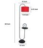 Black Metal-Iron Base Foldable Downlighter Floor Lamps Red Cotton Shade  With Height