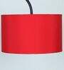 Black Metal-Iron Base Foldable Downlighter Floor Lamps Red Cotton Shade  With Height
