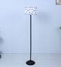 Black Metal-Iron Base Foldable Floor Lamps Butterfly Print Satin Shade