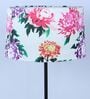 Black Metal-Iron Base Foldable Floor Lamps Carnation Print Satin Shade