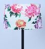 Black Metal-Iron Base Foldable Floor Lamps Carnation Print Satin Shade