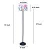 Black Metal-Iron Base Foldable Floor Lamps Carnation Print Satin Shade