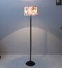 Black Metal-Iron Base Foldable Floor Lamps Cobra Saffron Print Satin Shade