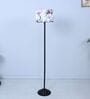 Black Metal-Iron Base Foldable Floor Lamps Cobra Saffron Print Satin Shade