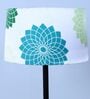 Black Metal-Iron Base Foldable Floor Lamps Dahlia Floral Print Satin Shade