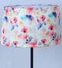 Black Metal-Iron Base Foldable Floor Lamps Floral Print Satin Shade