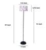 Black Metal-Iron Base Foldable Floor Lamps Floral Print Satin Shade