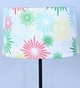 Black Metal-Iron Base Foldable Floor Lamps Flower Print Satin Shade