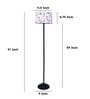 Black Metal-Iron Base Foldable Floor Lamps Flower Print Satin Shade