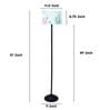 Black Metal-Iron Base Foldable Floor Lamps Flowral Print Satin Shade