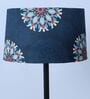 Black Metal-Iron Base Foldable Floor Lamps French Floral Print Satin Shade