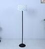 Black Metal-Iron Base Foldable Floor Lamps Maze Print Satin Shade