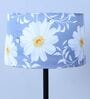 Black Metal-Iron Base Foldable Floor Lamps Narcissue Floral Print Satin Shade