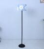Black Metal-Iron Base Foldable Floor Lamps Narcissue Floral Print Satin Shade