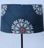 Black Metal-Iron Base Foldable Floor Lamps Narcissue Floral Print Satin Shade