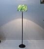 Black Metal-Iron Base Foldable Floor Lamps Palm Print Satin Shade