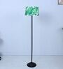 Black Metal-Iron Base Foldable Floor Lamps Palm Print Satin Shade