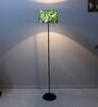 Black Metal-Iron Base Foldable Floor Lamps Palm Print Satin Shade