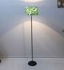 Black Metal-Iron Base Foldable Floor Lamps Palm Print Satin Shade
