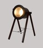 Black Metal Shade  Table Lamp with Brown Base