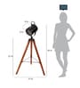 Royal Black Metal Shade Tripod Floor Lamp With Sheesham Wood Base