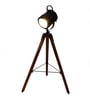 Royal Black Metal Shade Tripod Floor Lamp With Sheesham Wood Base