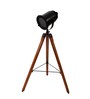 Beverly Black Metal Shade Tripod Floor Lamp With Sheesham Wood Base