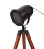 Beverly Black Metal Shade Tripod Floor Lamp With Sheesham Wood Base