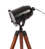 Beverly Black Metal Shade Tripod Floor Lamp With Sheesham Wood Base