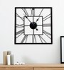 Black Metal Analog Square Wall Clock