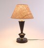 Brown Natural Fiber Shade Table Lamp With Black Base