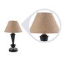 Brown Natural Fiber Shade Table Lamp With Black Base