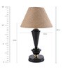 Brown Natural Fiber Shade Table Lamp With Black Base
