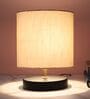 Black Metal Table Lamp With Off White Cotton Shade