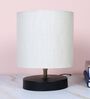 Black Metal Table Lamp With Off White Cotton Shade