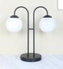 Black Metal Table Lamp With 2 White Glass Shade