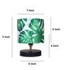 Black Metal Table Lamp With Palm Print Satin Shade