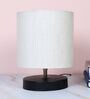 Black Metal Table Lamp With Off White Cotton Shade