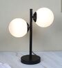 Black Metal Table Lamp With 2 White Glass Shade