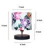 Black Metal Table Lamp With Carnation Print Satin Shade