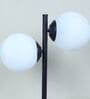 Black Metal Table Lamp With 2 White Glass Shade