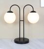 Black Metal Table Lamp With 2 White Glass Shade