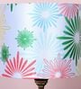 Black Metal Table Lamp With Floral Print Satin Shade