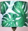 Black Metal Table Lamp With Palm Print Satin Shade